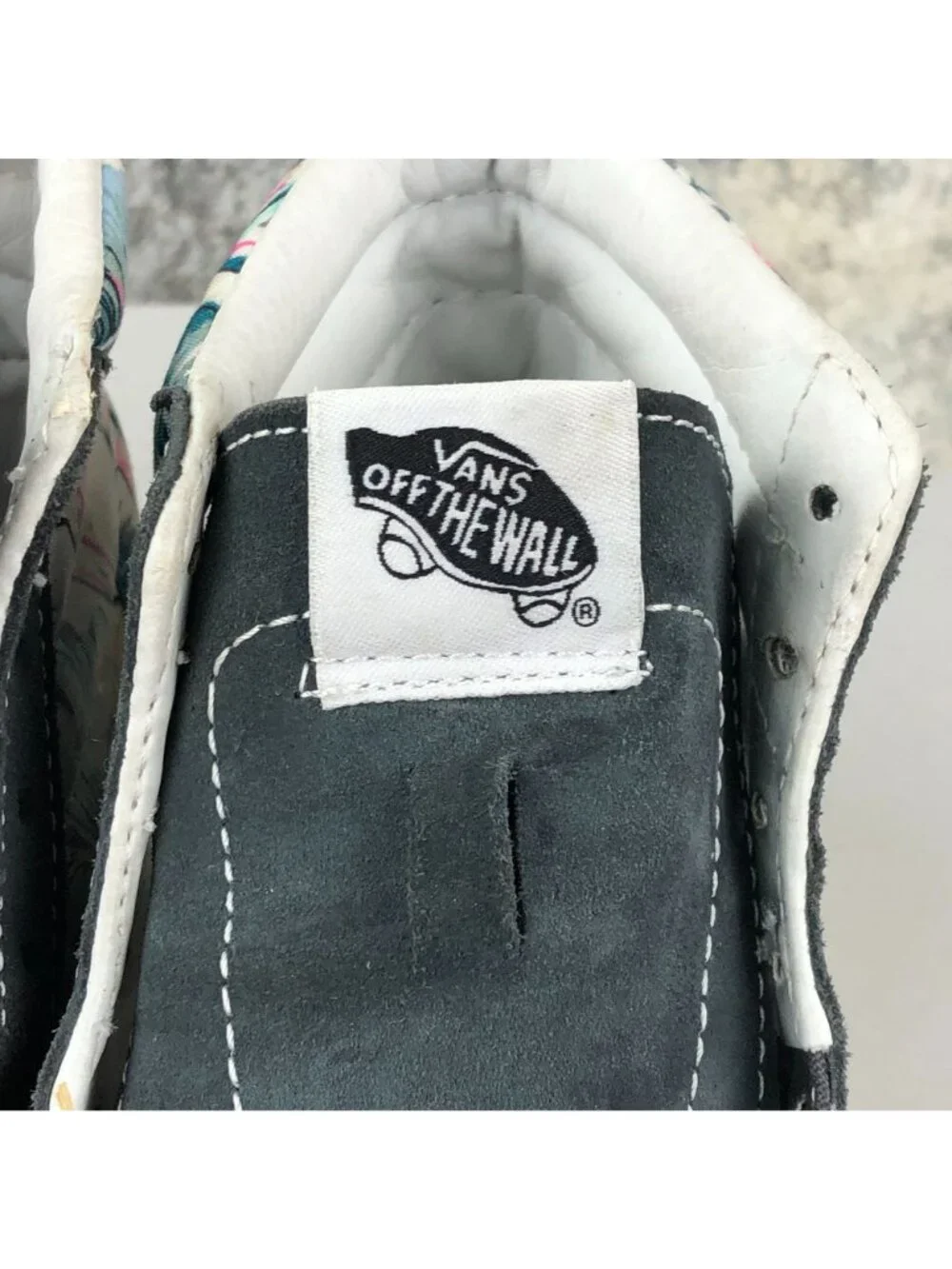 Vans Unisex Size 5.5M 7W Sk8-Hi Slim Island Vibes Grey White Blue Pink Sneakers